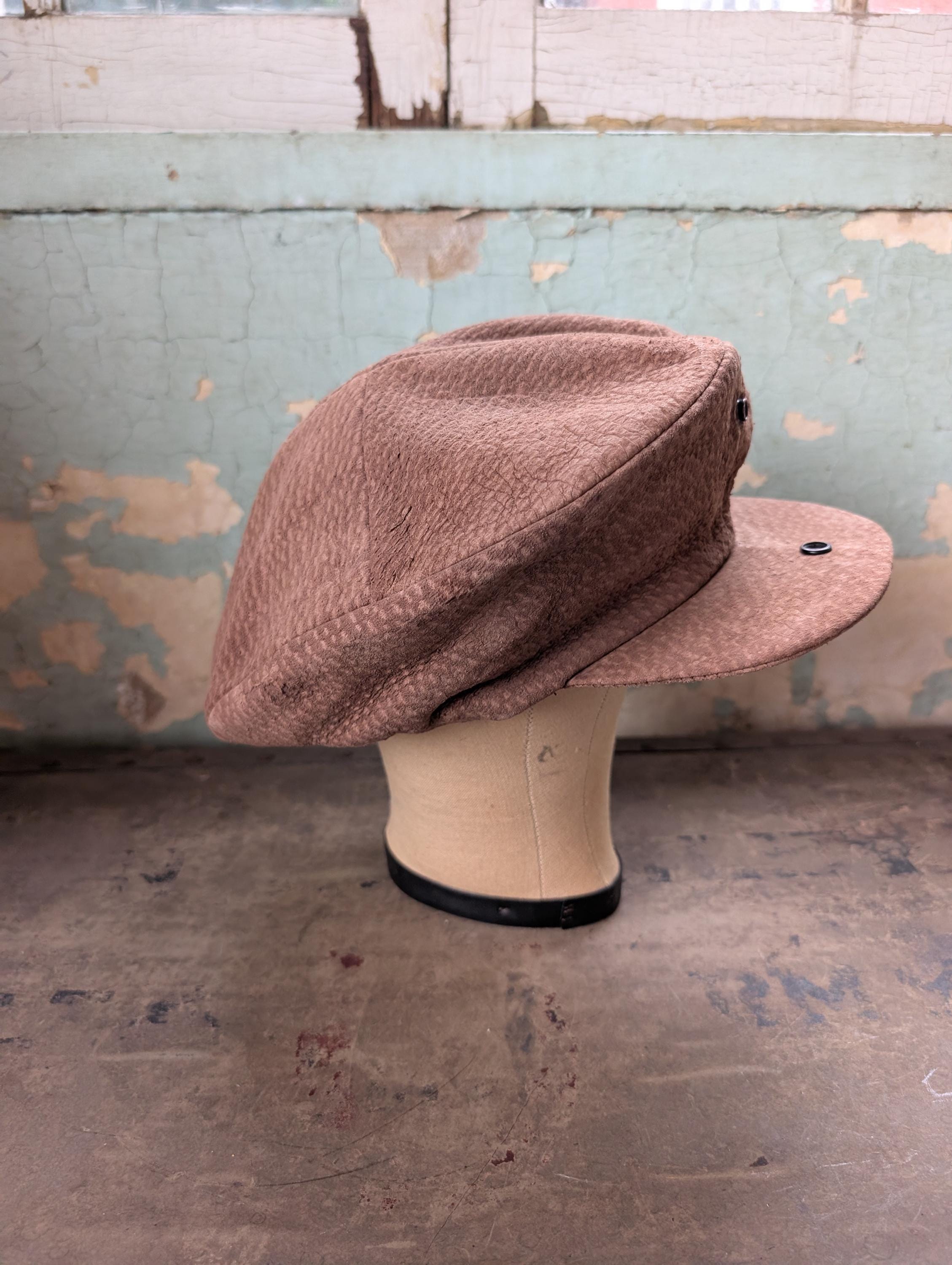 Vintage Brown Suede Newsboy Cap Baker Boy Hat Genuine Leather 8-Panel Cabbie Hat Leather Suede Newsboy Cap – Village Hat Shop main image 4