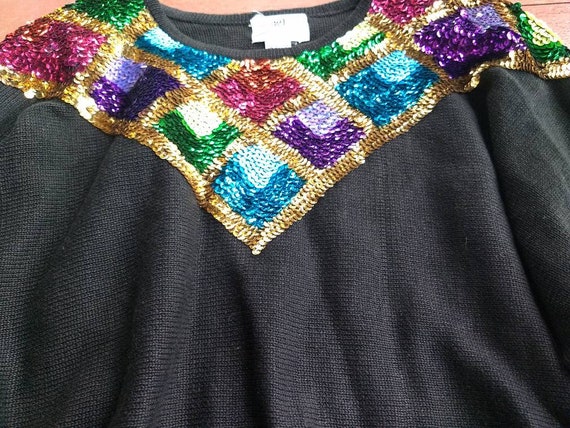 Vintage 1990s sequined black sweater - image 2