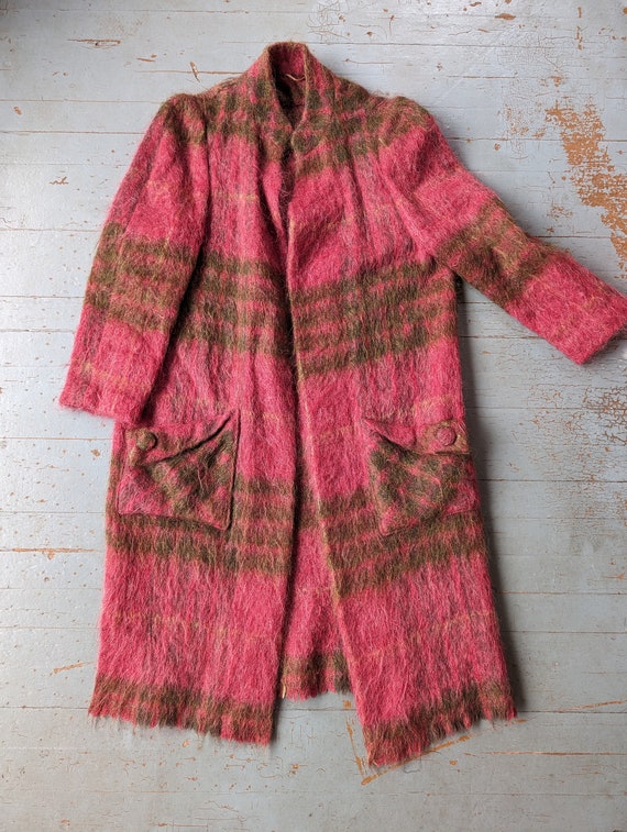 Vintage 1960s plaid mohair coat Gem