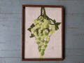 Vintage framed crewel embroidery of green grapes