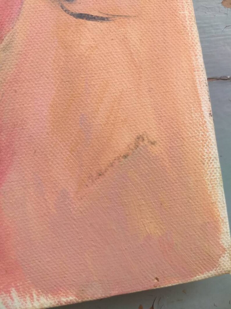 Vintage original sad clown oil painting