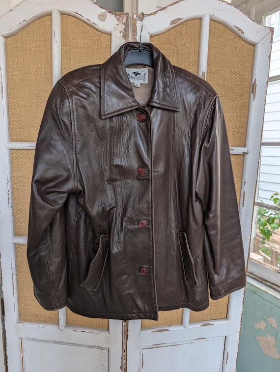 Vintage Damselle Brown Leather Jacket - Etsy