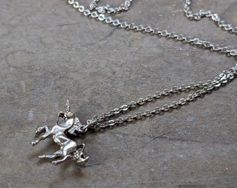 Prancing unicorn pendant necklace