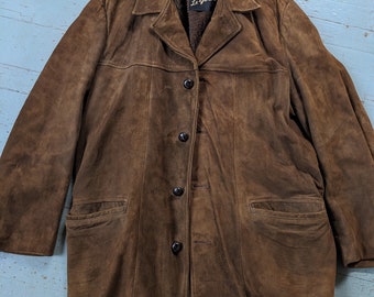 Vintage men's suede leather coat by Le Girard