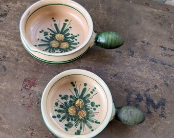 Vintage handmade ceramic serving bowl set of two