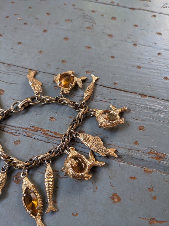 Vintage rhinestone charm bracelet Gem