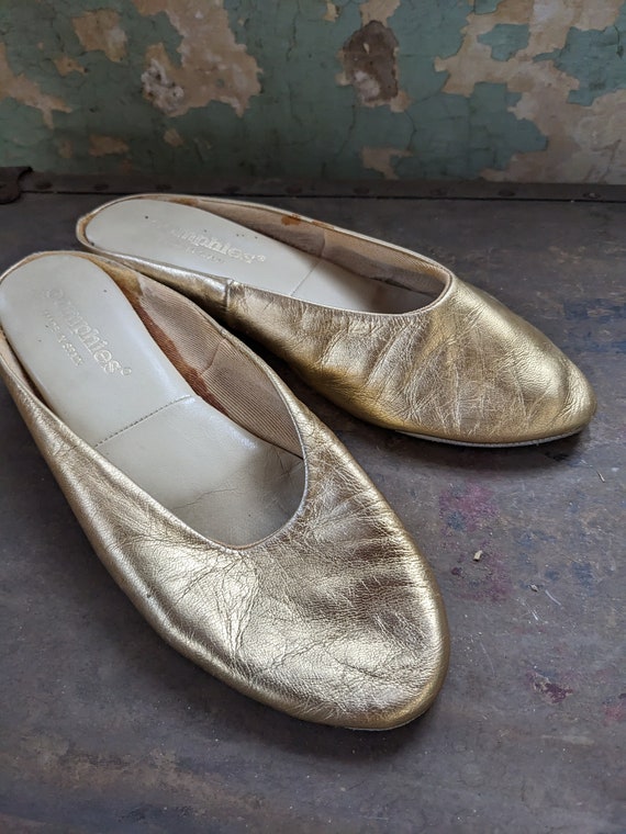 vintage gold leather wedge - Gem