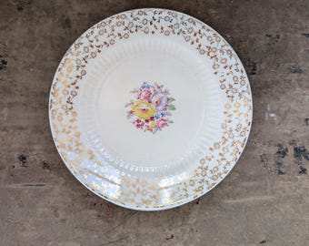 Vintage Shell Krest gold plated dessert plate set of six