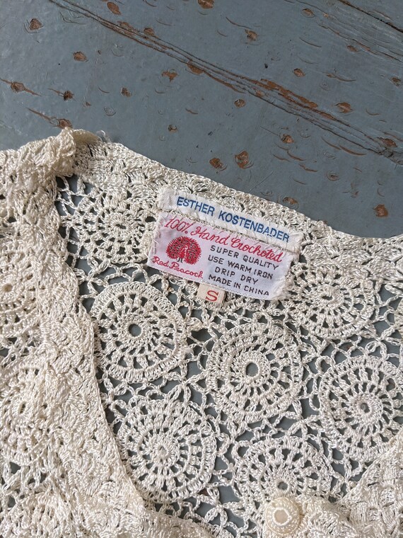 Vintage handmade lace crochet cardigan - image 4