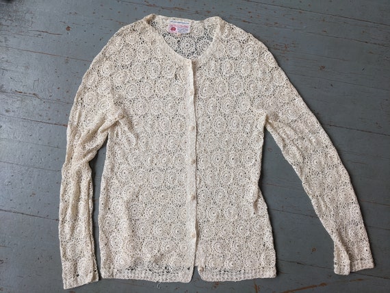 Vintage handmade lace crochet cardigan - image 8