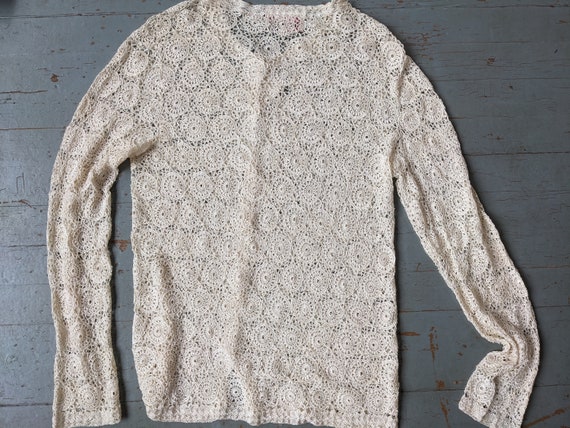 Vintage handmade lace crochet cardigan - image 3