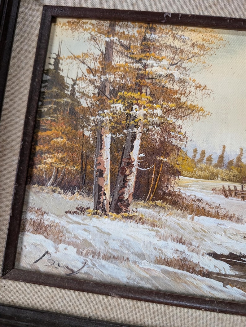 Vintage Framed Original Oil Painting of a Cabin in the Snowy Woods - Etsy
