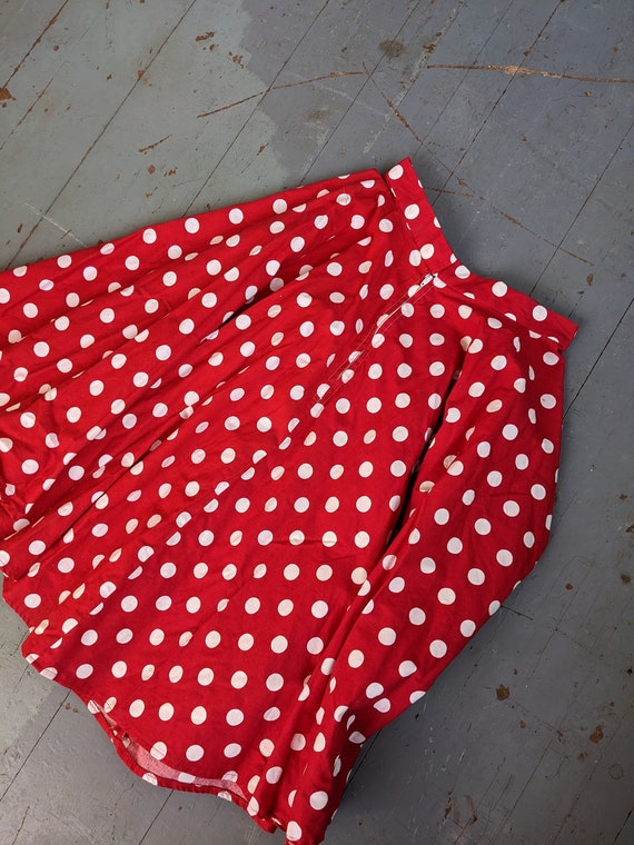 Vintage handmade red and white circle skirt - image 7