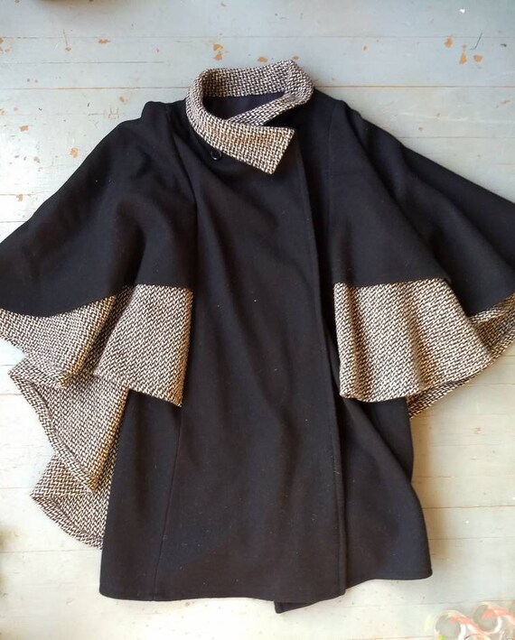 Vintage flocked wool cape