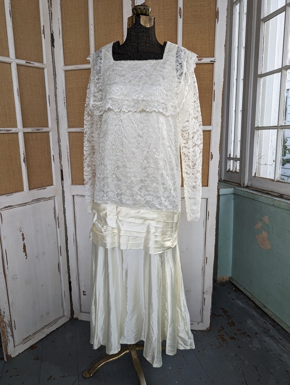 Vintage hand sewn 1920s style lace wedding dress
