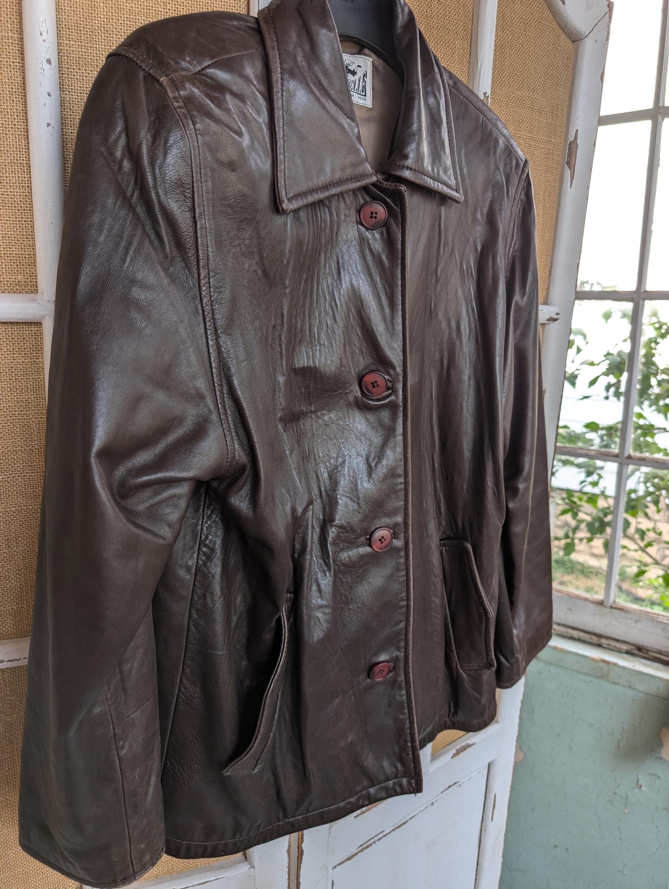 Vintage Damselle Brown Leather Jacket - Etsy