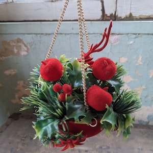 Vintage mid century Christmas deer hanging ornament