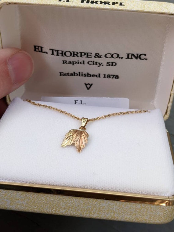 Vintage yellow and rose gold fill leaf necklace - image 1