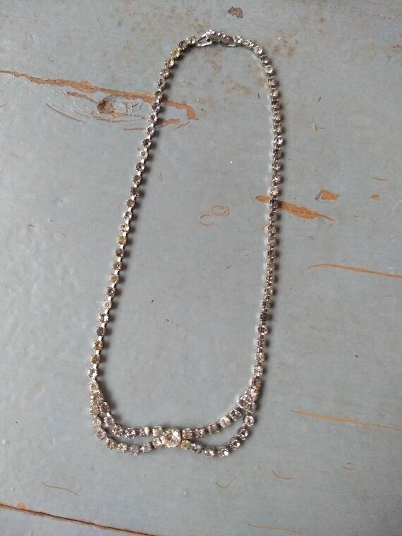 Vintage 1950s rhinestone bib collar necklace - image 2