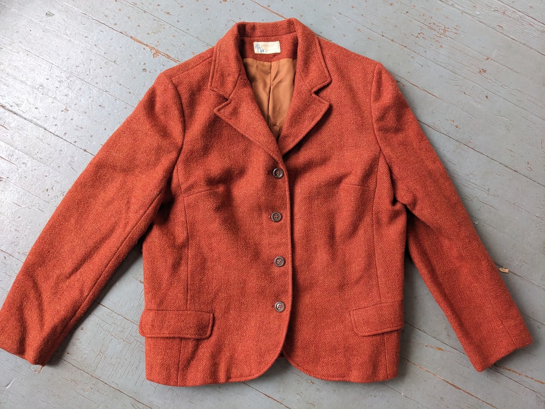 Vintage John Meyer of Norwich Orange Wool Tweed Jacket Etsy