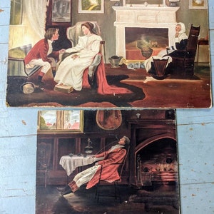 Original oil painting set of two, colonial america