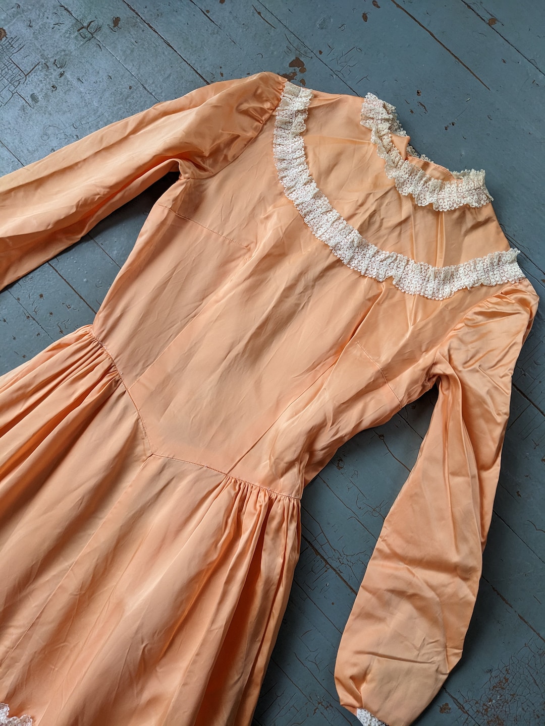Ivory Lace Top Satin Skirt Dresses Peach main image 1