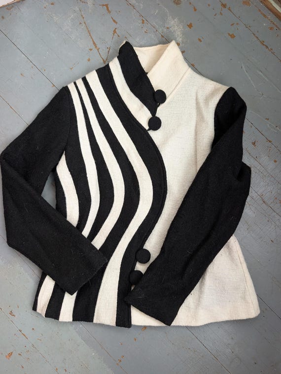 Carson back and white wool jacket - image 1