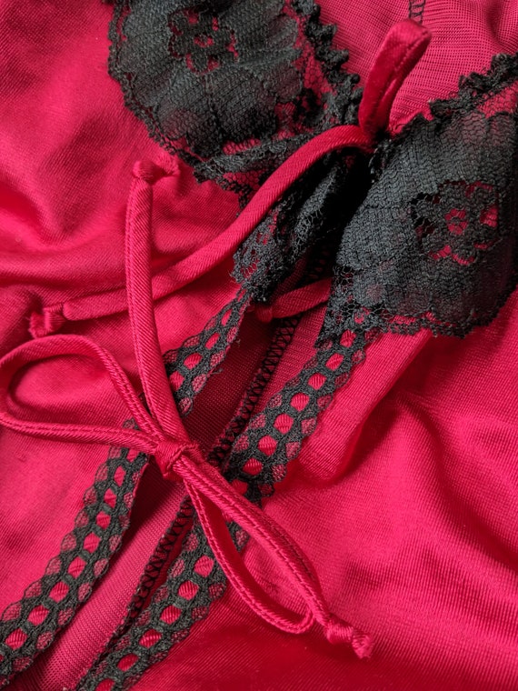 Vintage sexy black and red lace bodysuit - image 2