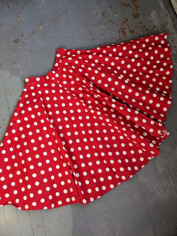 Vintage handmade red and white circle skirt