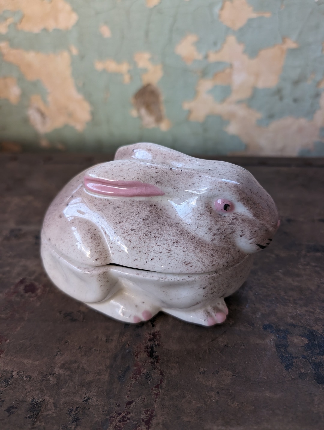 Vintage Handmade Ceramic Rabbit Trinket Box - Etsy
