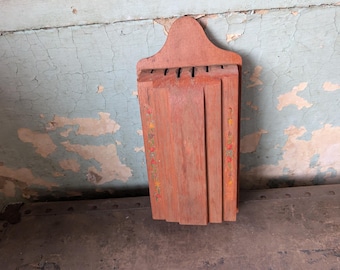 Vintage wooden wall hanging knife block