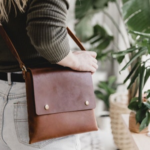 Large Tan Leather Handbag, Leather Bag, Leather crossbody handbag