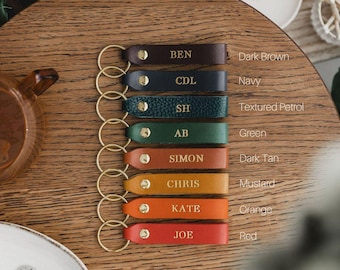 Personalized Leather Keyring, Gold Foil, Leather Gift