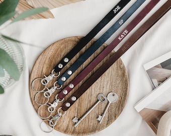 Personalized Leather Lanyard, European Ox Leather, Silver Clasp