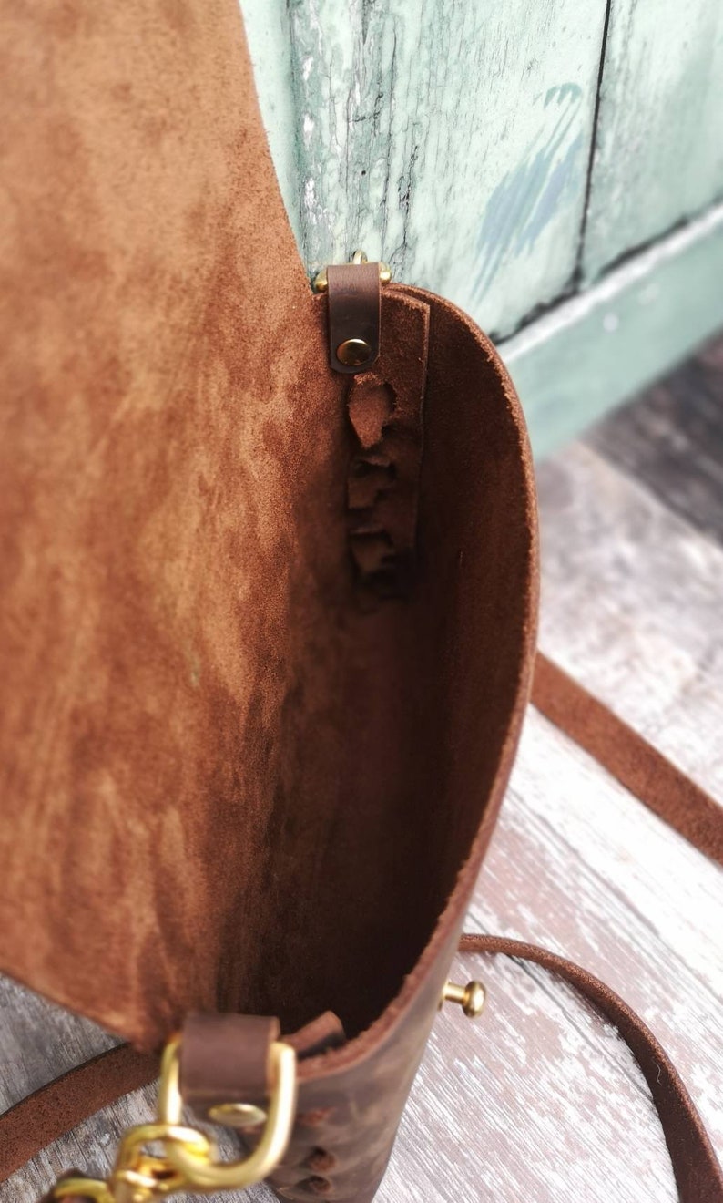 Brown Leather Bag Leather Crossbody Bag Oiled Leather Bag Etsy
