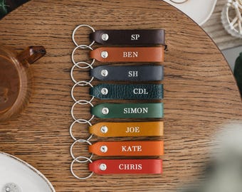 Personalized Leather Keyring: Silver Foil Name Key Fob