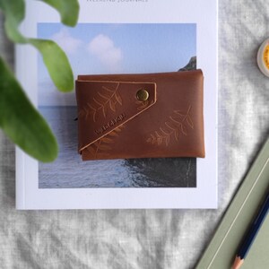 Botanical Tan Leather Wallet, tan leather wallet, wallet for him, wallet for her, leather wallet image 5