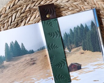 Botanical leather, leather bookmark, personalised bookmark, personalised leather gift, gift for him, father's day gift