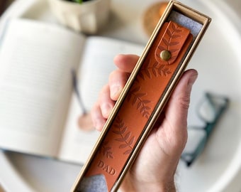 Botanical Personalised leather bookmark, dual colour bookmark, leather bookmark