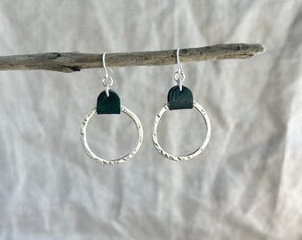 Larger Earring Hoops with textured leather