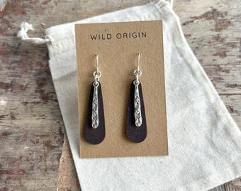 Brown Leather Earrings, Dangle Earrings