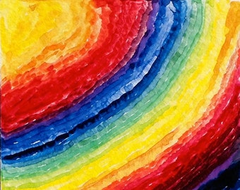 Watercolor Wall Art, Rainbow, Giclee Print, Archival Quality, Colorful Spectrum, Red,  Blue,  Green,  Yellow Violet, Orange, Happy Art,