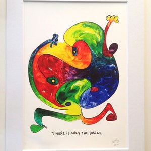 Watercolor Gicleé Print, Museum-Quality, Joyful, Happy Dance, Multicolor Wall Art, Vibrant Colorful, Red Blue Yellow Green, Matted,