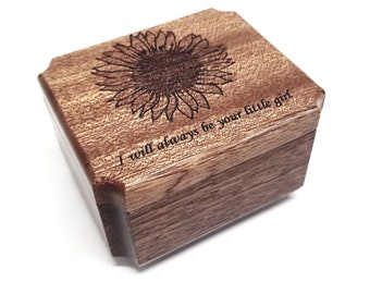 Personalized Sunflower Ring Box, Custom Wedding Ring Box, Wood Engagement Ring Box, Ring Bearer Box, Ring Holder, Custom Engagement Gift