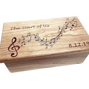 Music Box Choose Your Song Add Text Personalized Treble Clef Music Notes,Laser Engraved Music Box, Custom Gift for Music Lover, Juliard Gift