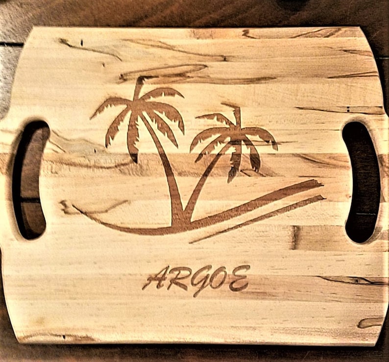 Personalized Custom Palm Tree Cutting Board Wood Laser Burned Cutting Block Chef Gift Beach Cutting Board kitchen decor hand made board