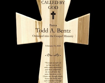 Custom Personalized Ordination Cross, Ordination Gift, Ordination Plaque, Handmade Wood Ordination Plaque, Religious Gift, new Pastor gift