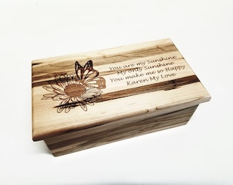 Personalized Electronic Daisy Butterfly Music Box ANY Song,Custom Music Jewelry Box,MP3 Laser Engraved Digital Music Box,Custom Song
