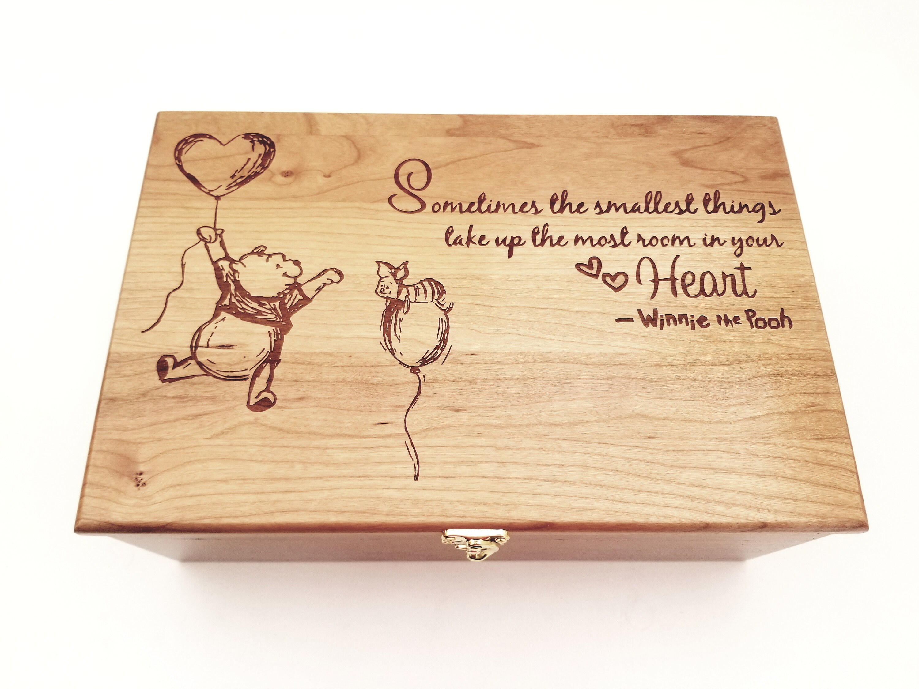 Custom Personalized Pooh and Piglet Memory Box12x8x4 Engraved Memory Wood Box Wedding Card Box Anniversary Box I Love You