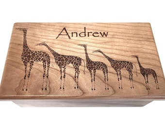 Giraffe Music Box Choose Your Song Add Text, Laser Engraved Music Box, Giraffe Family, Gift for Mom,Gift for child,Gift for Date,Family Gift